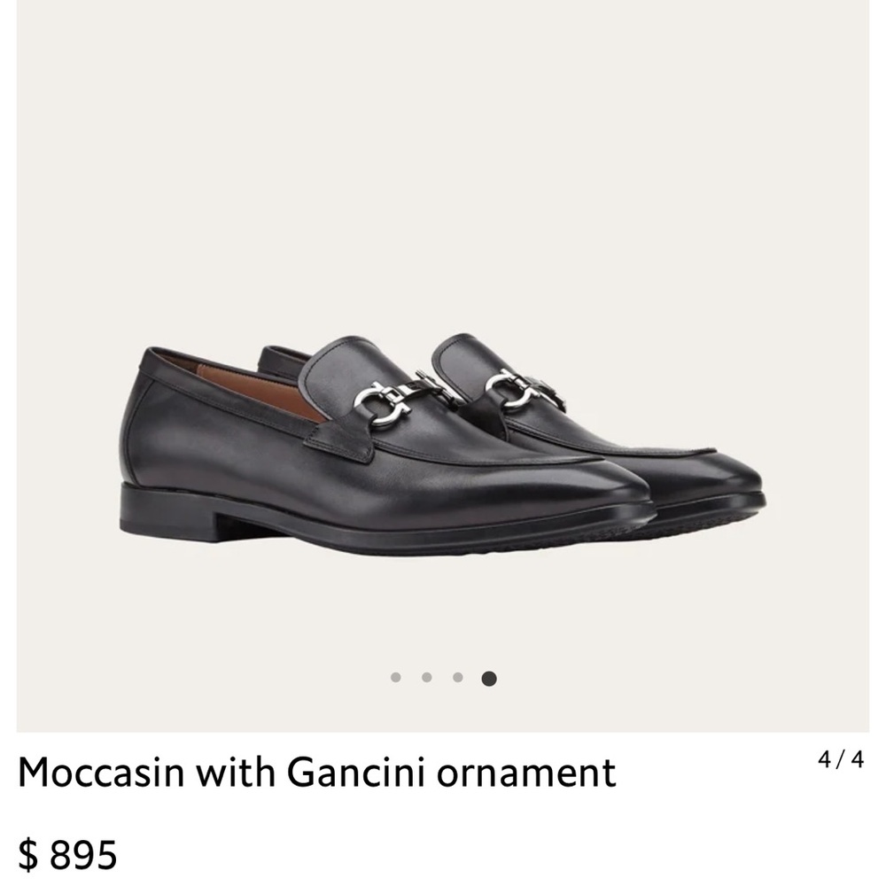 Salvatore Ferragamo Moccasin with Gancini ornament men’s loafer size 10E